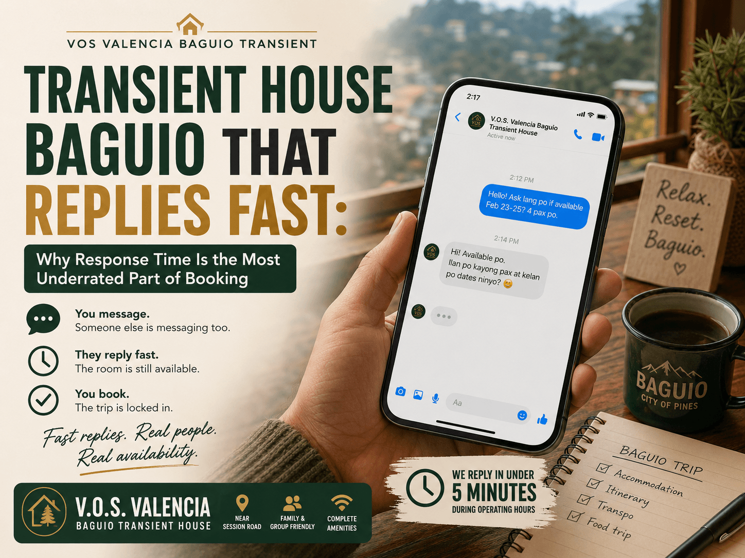 Transient House Baguio That Replies Fast: Why Response Time Is the Most Underrated Part of Booking